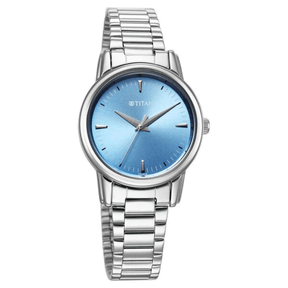 Titan Karishma Quartz Analog Blue Dial Silver Stainless Steel Strap Watch For Women (2760SM02)
