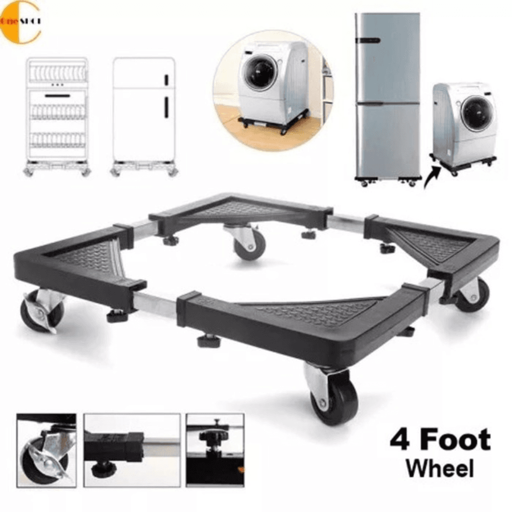 4 Foot Wheel Adjustable Washing Machine Base Refrigerator Bracket Stand