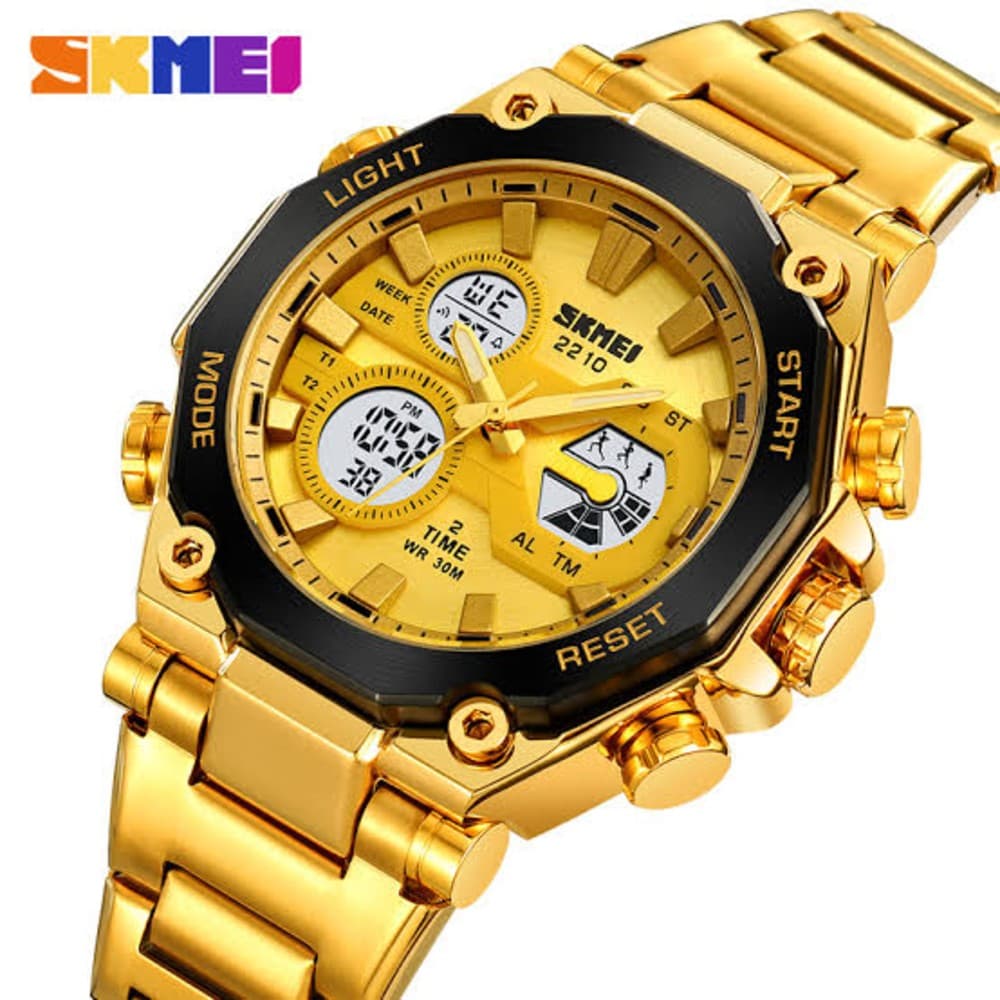 SKMEI 2210 Men Dual Time Watch New Arrival Stainless Steel Strap Luxury Waterproof Watch