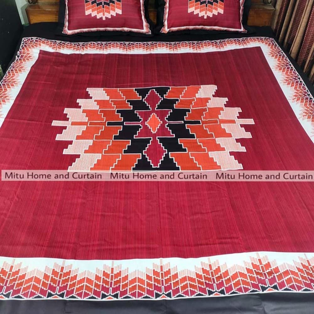 King Size Full twill cotton Panel Bedsheet With Pillow Cover.