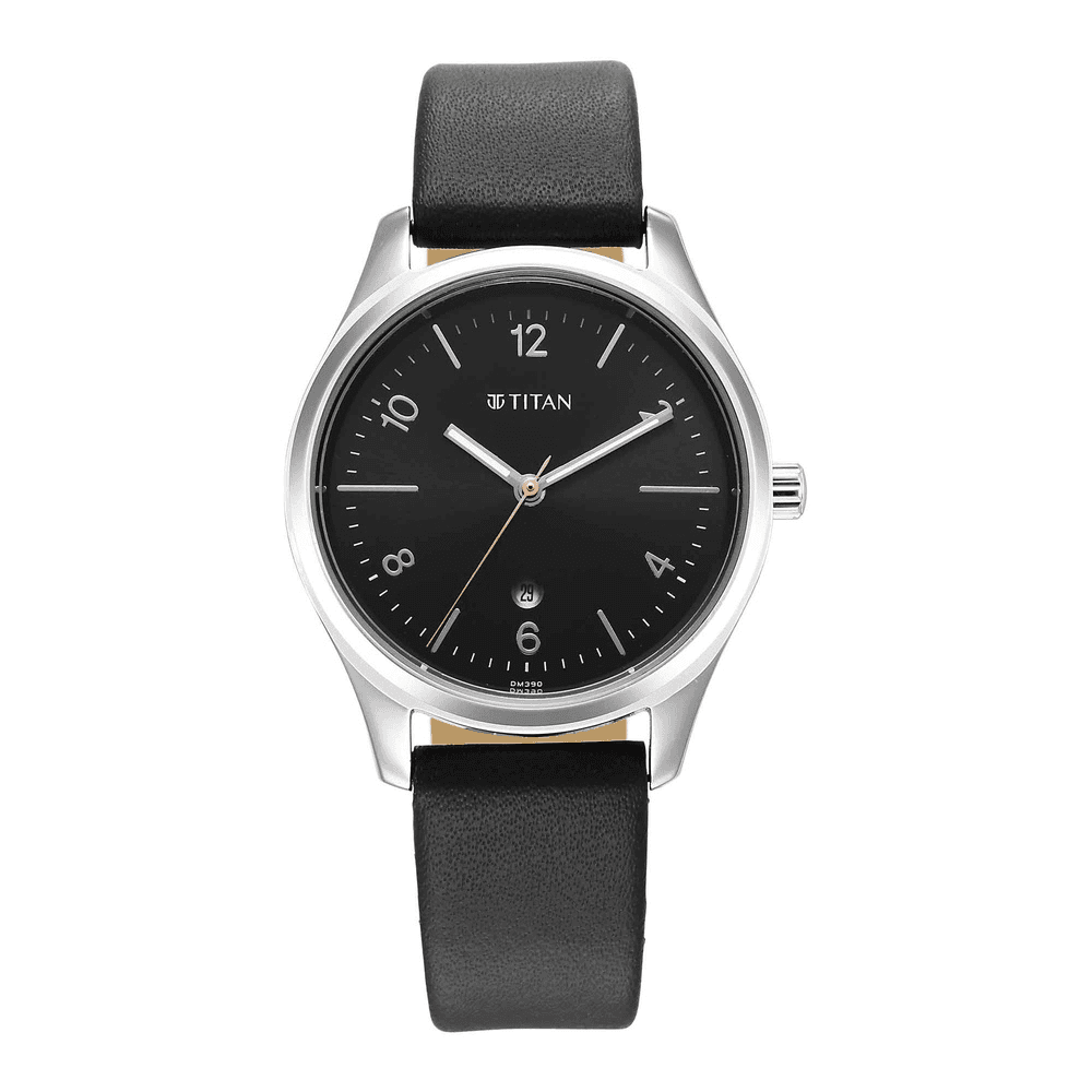 Buy Online Titan Workwear Black Dial Women Watch With Leather Strap