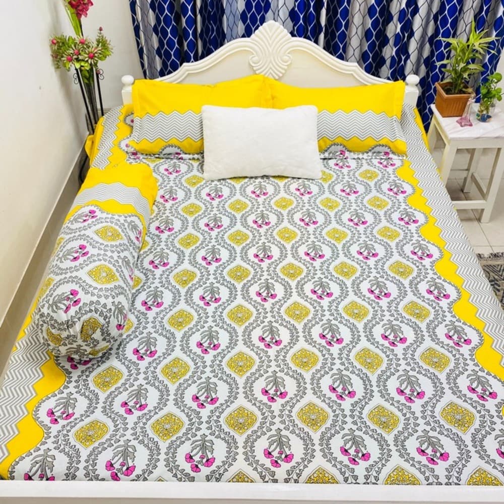 Anjali - Pinterest Themed Bedsheet & Pillow Covers Set - King Size 7/8 Feet+-