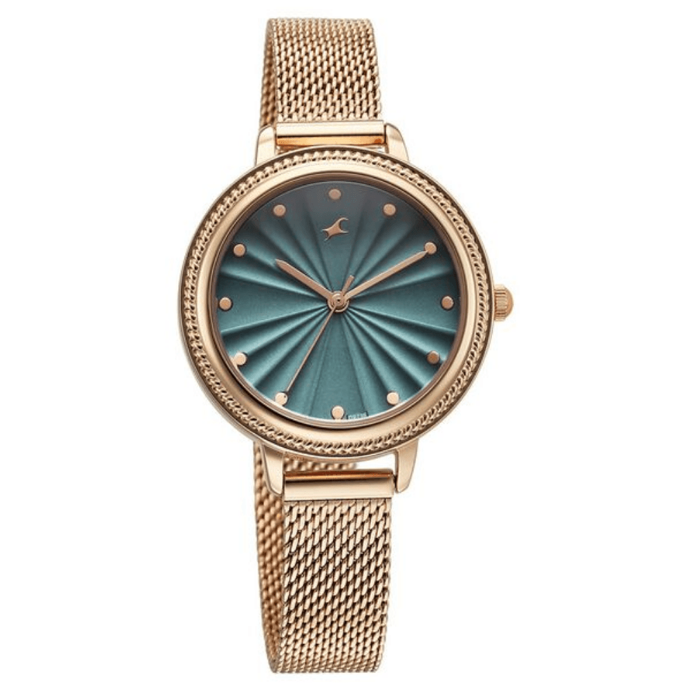 Fastrack 68048WM01 Stunners X Green Dial Stainless Steel Watch For Girls
