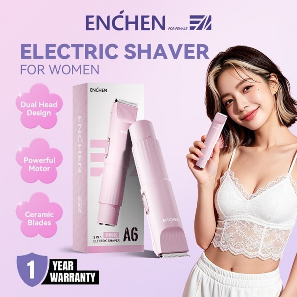 ENCHEN A6 2-in-1 Electric Body Hair Trimmer for Women Bikini Trimmer & Facial Hair Remover Dual Head