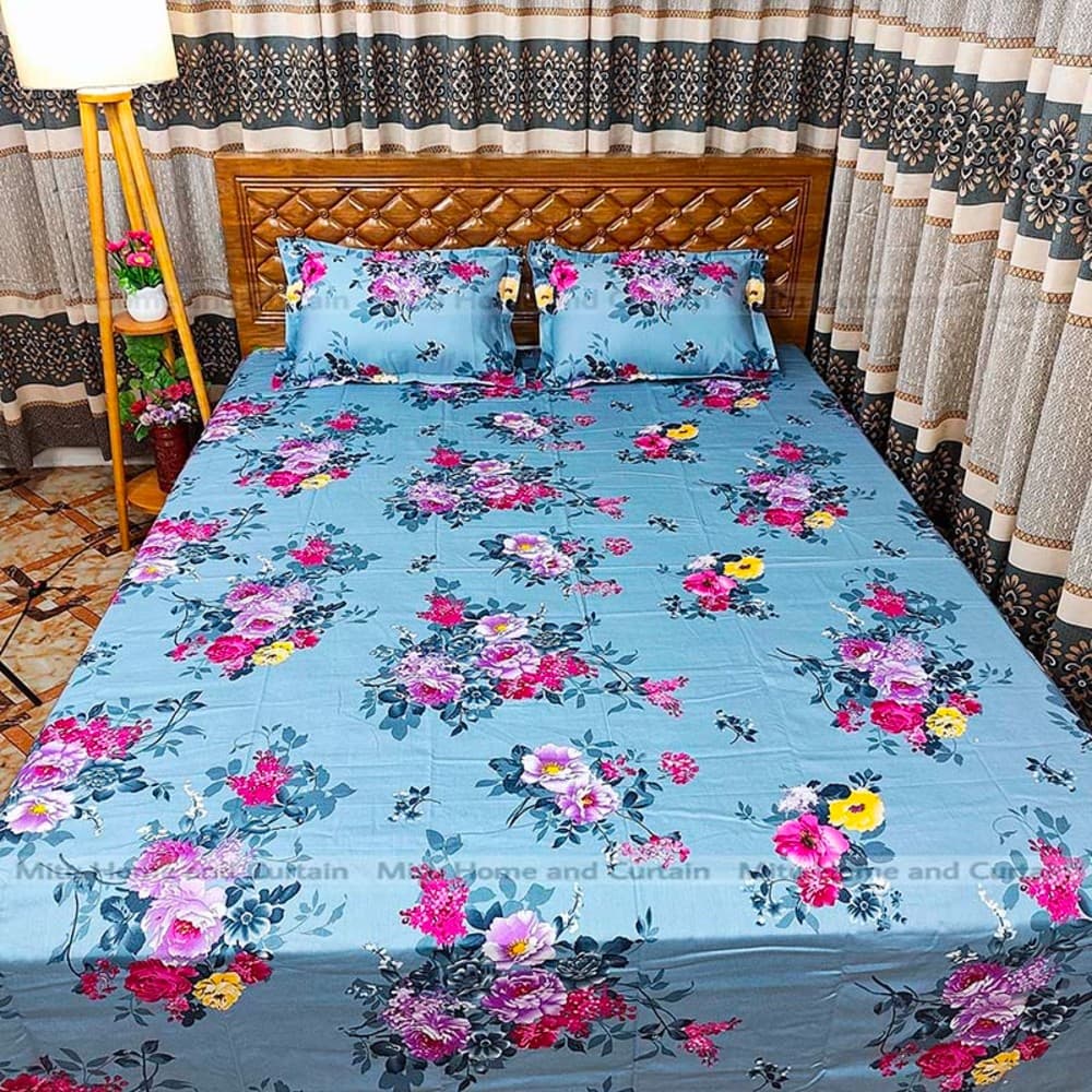 Primium King size Twill cotton Bedsheet with Pillow cover Chador set twill cotton 7.5×8.25feet Full cotton fabric