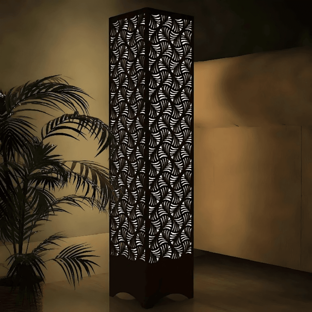 Ednfy Handcrafted Wood Floor Lamp | Premium Engineered Pine | Japanese-Inspired Warm Lighting for Bedroom, Living Room & Home Office (LL-108)