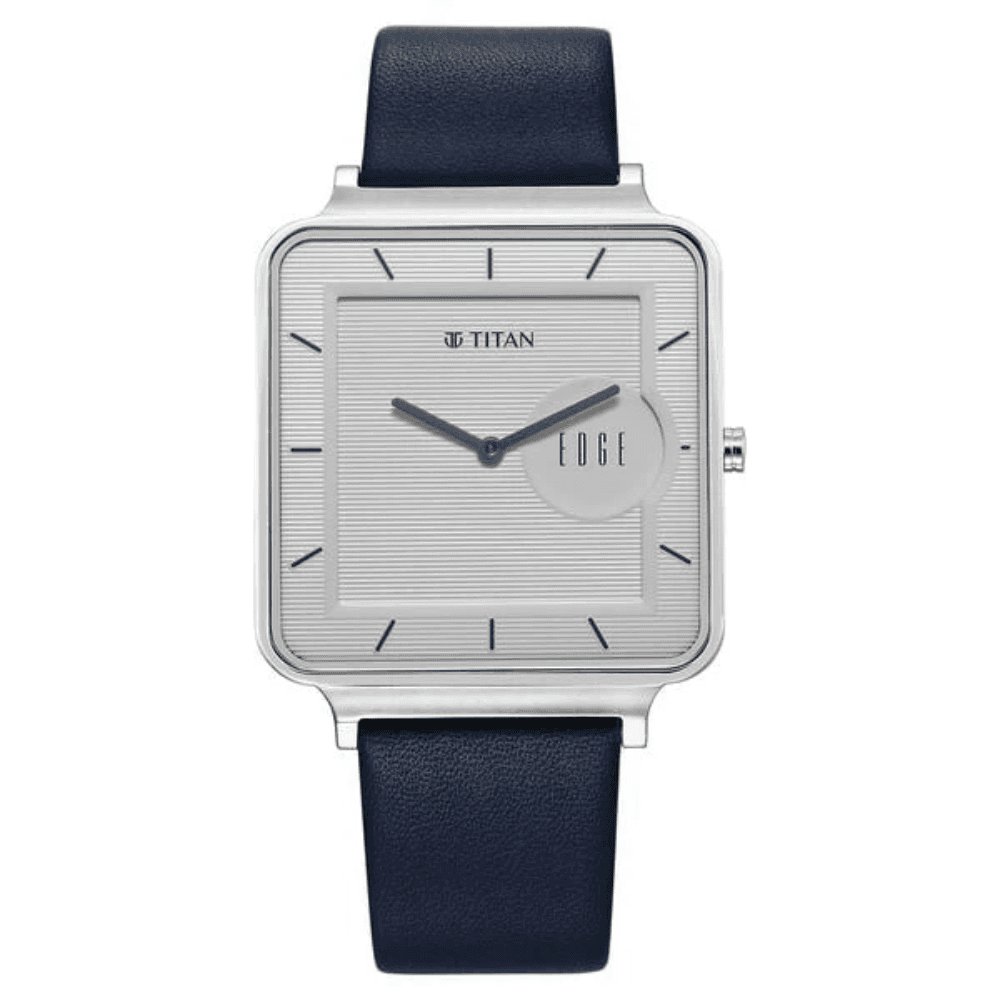 Titan Edge Quad Men's Watch Analog White Dial With Blue Leather Strap 10017SL01