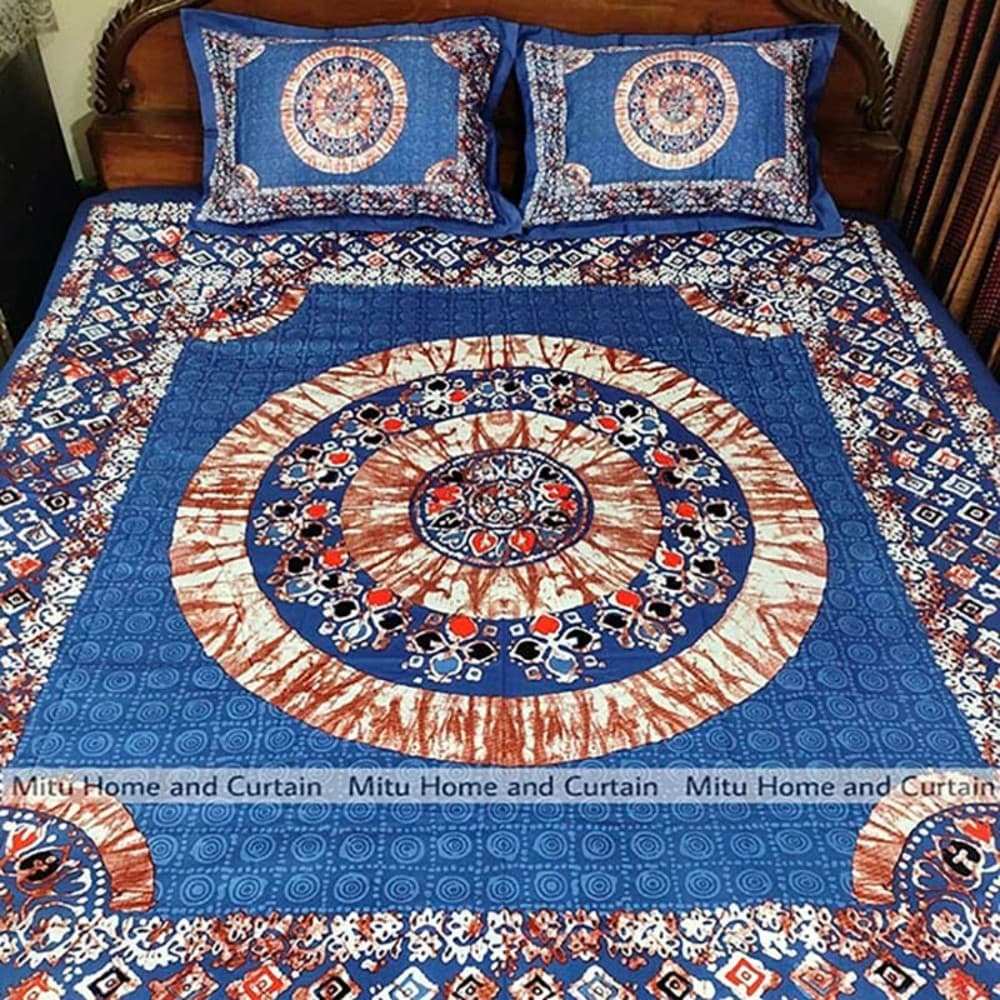 King Size Full twill cotton Panel Bedsheet With Pillow Cover