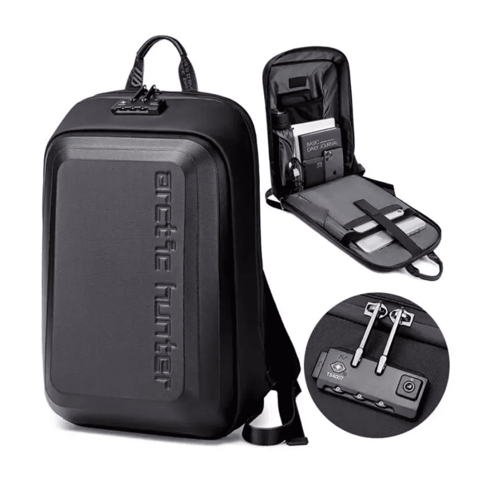 Arctic Hunter B00451 Lock Hard Shell Bag with 15.6 inch Water-resistant backpack