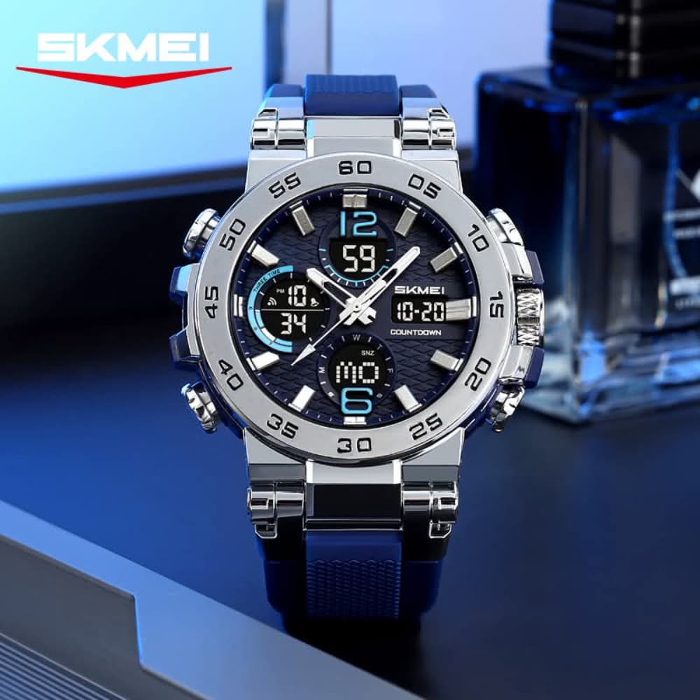 SKMEI 2499 Dual Display Analog Digital LED Electronic Quartz Waterproof Big Wristwatch