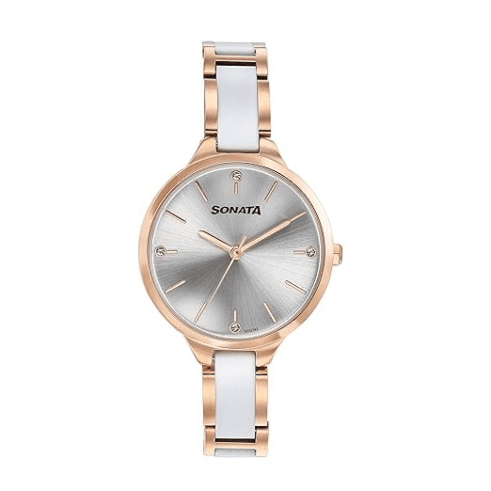 Sonata Quartz Analog Stainless Steel Strap Watch for Women (87065KD02)