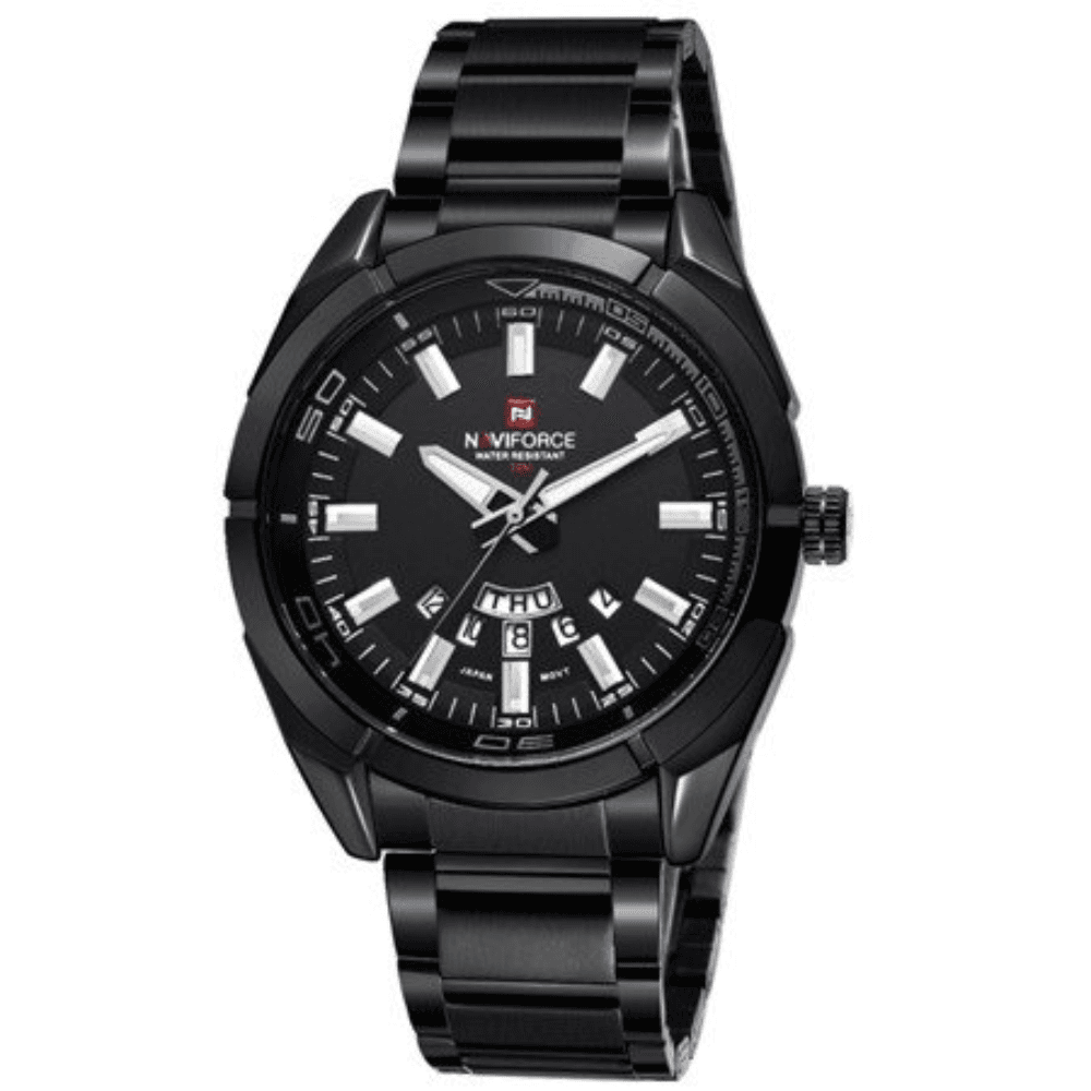Naviforce 9038 Luxury Men Quartz Stailness Steel watch week and date display