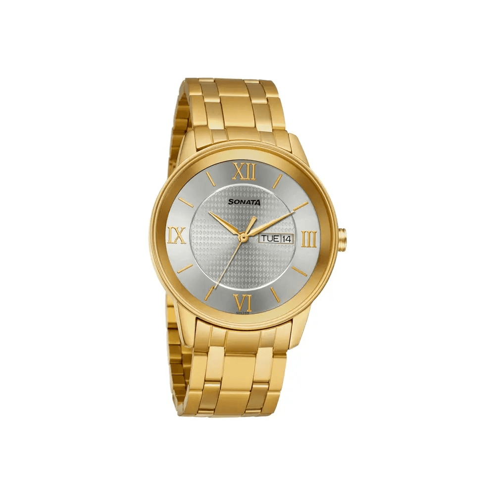 Sonata Quartz Analog Stainless Steel Strap Watch for Men (7133YM01)