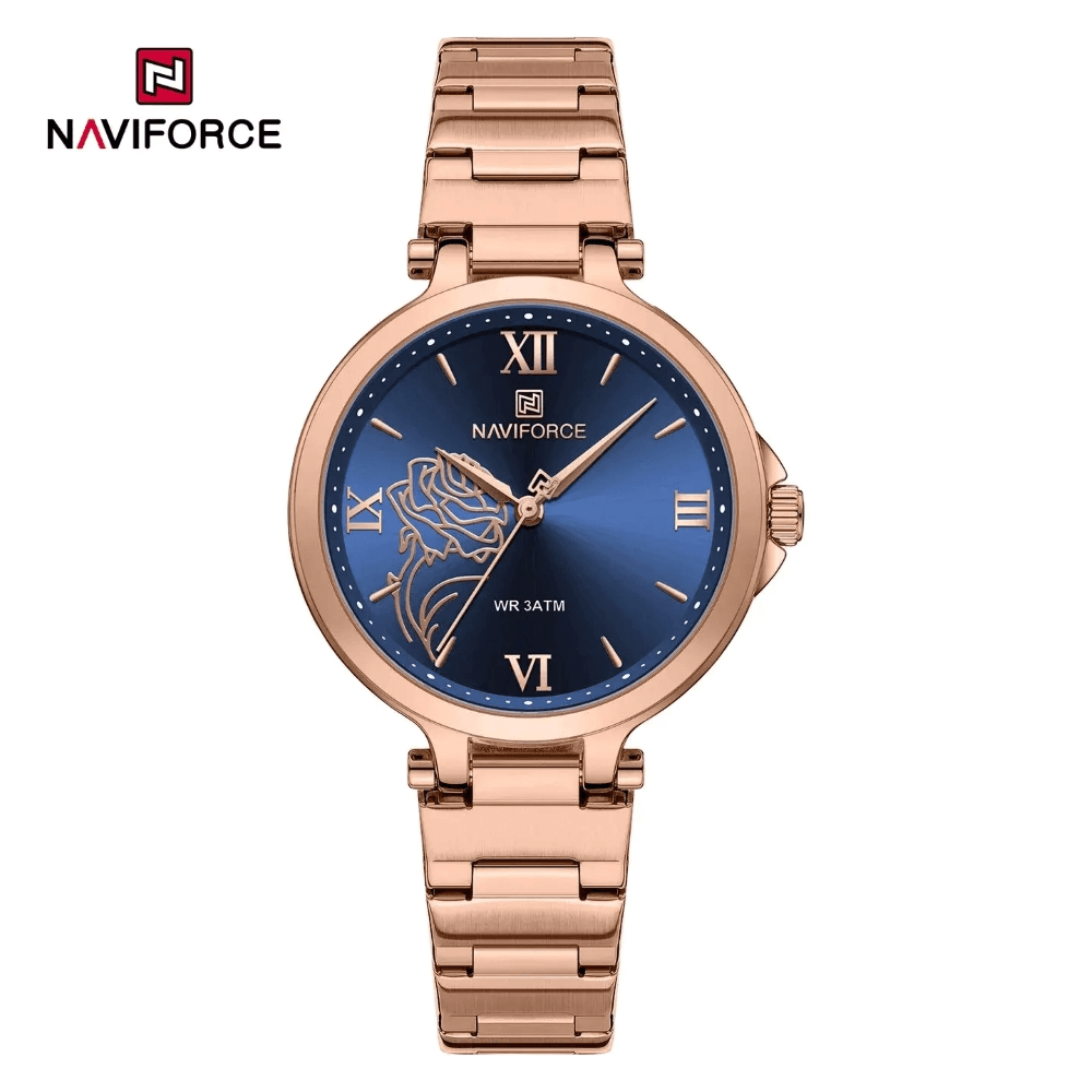 NAVIFORCE 5060 Rose Blue Quartz Stainless Steel Womens Analog Watch