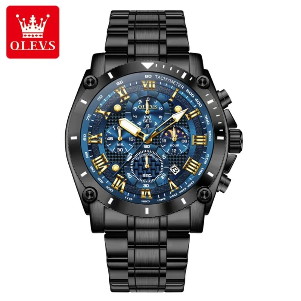 Olevs 3689 Luxury Men’s Watch Chronograph active Wristwatch Stainless Steel Strap waterproof unique style