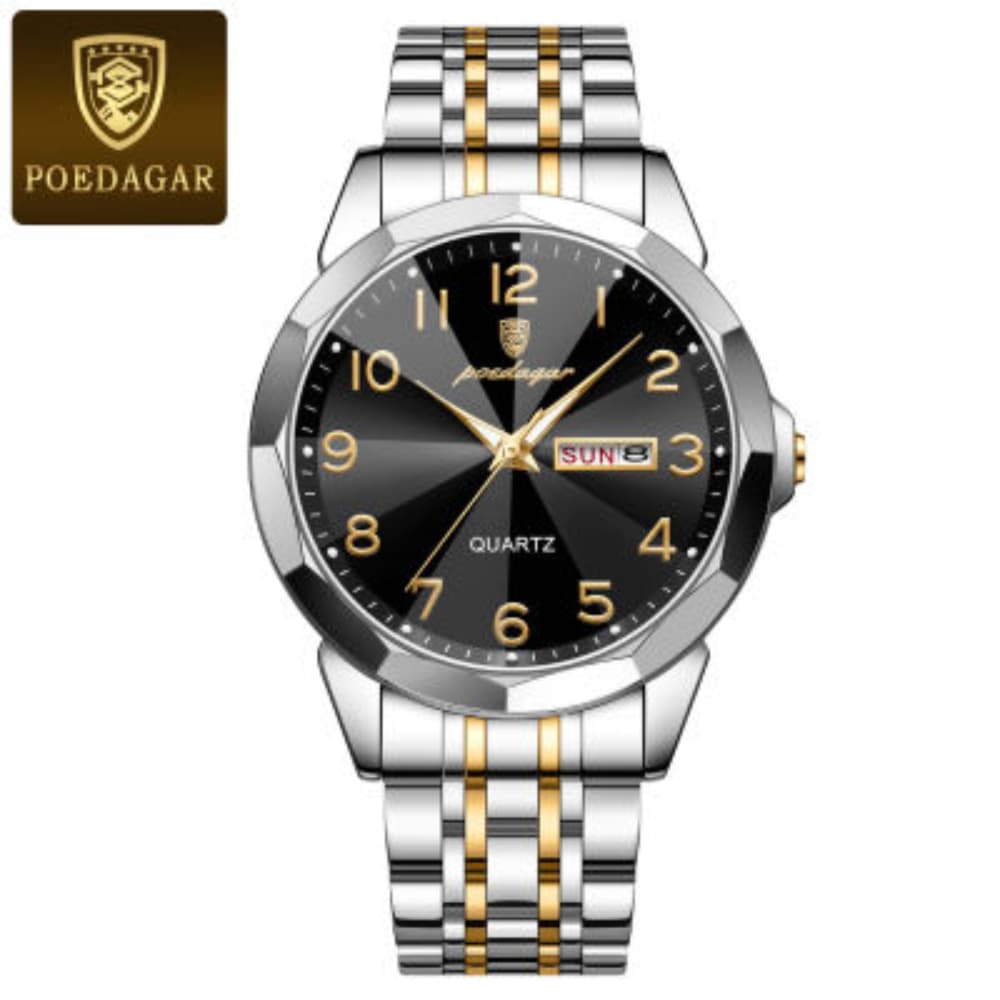 Poedagar 810 Luminous Diamond Cart Stainless Steel Watch for Men