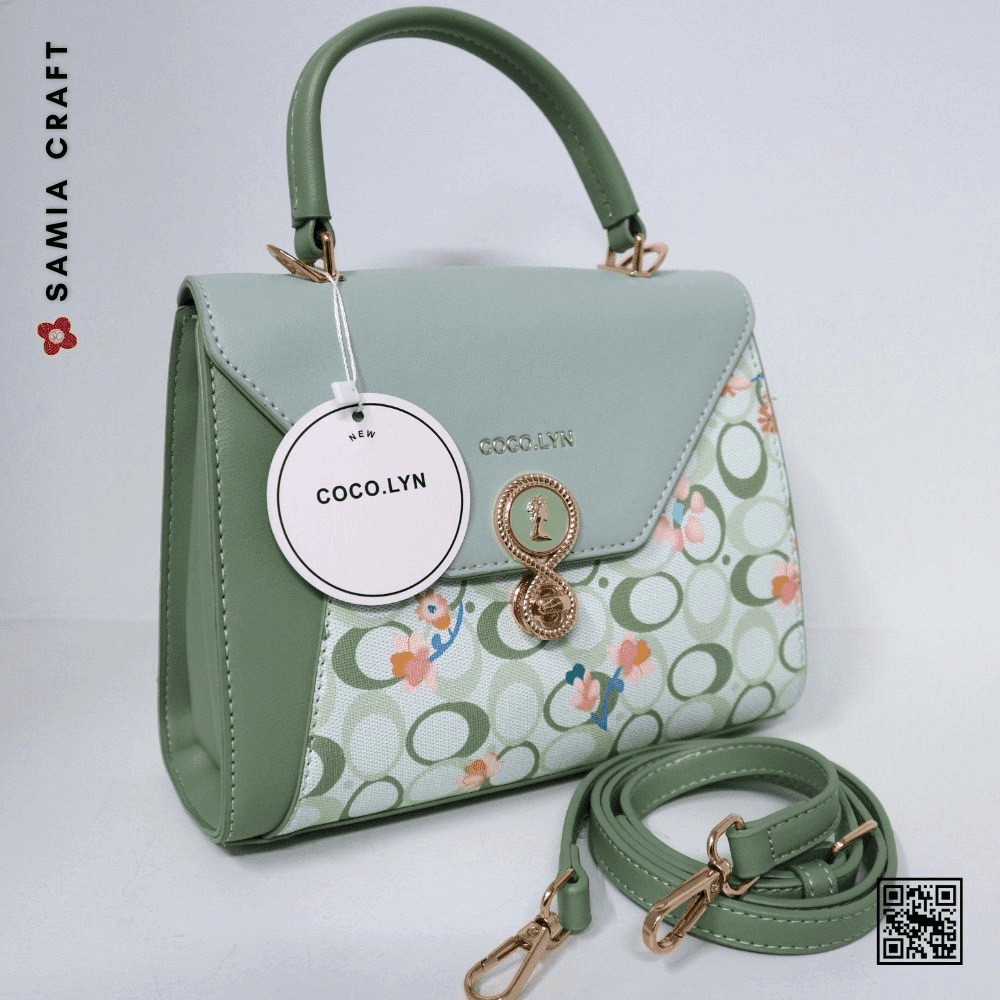 COCO LYN Premium Pu Leather Green Hand Bag Cross Body Purse Party Bag