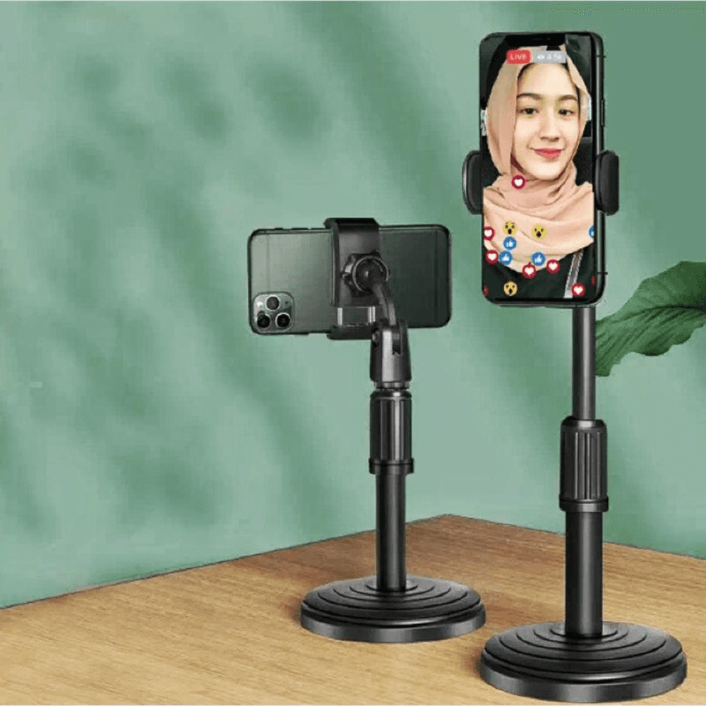 Desktop Mobile Phone Holder Stand 360° Rotate for Live Streaming Shoot YouTube Tik Tok Video round Base Smartphone