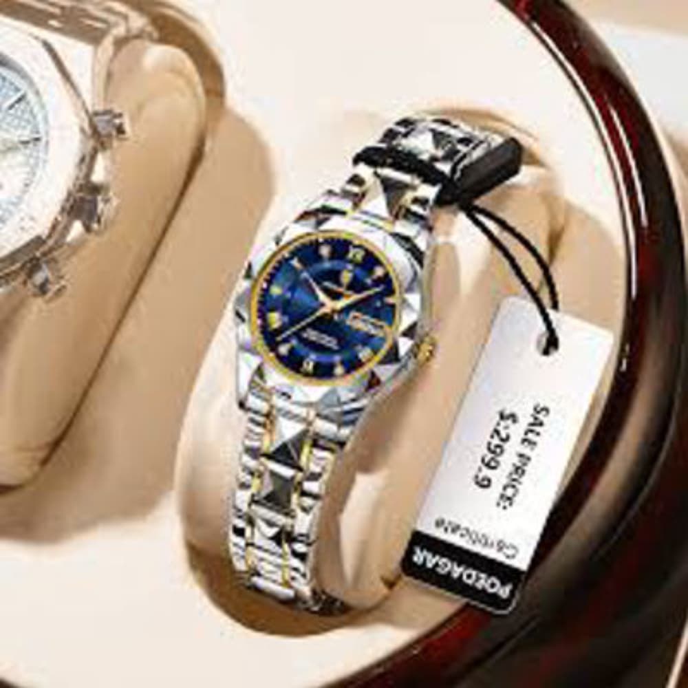 POEDAGAR 306 Luxury Quartz Watch for Ladies Waterproof Luminous Date Week Stainless Steel Watches