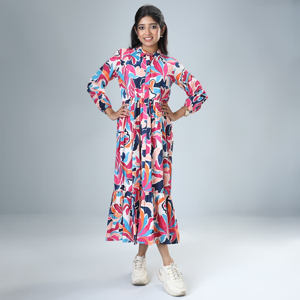 WOMENS WESTERN LONG DRESS - REGULAR FIT
