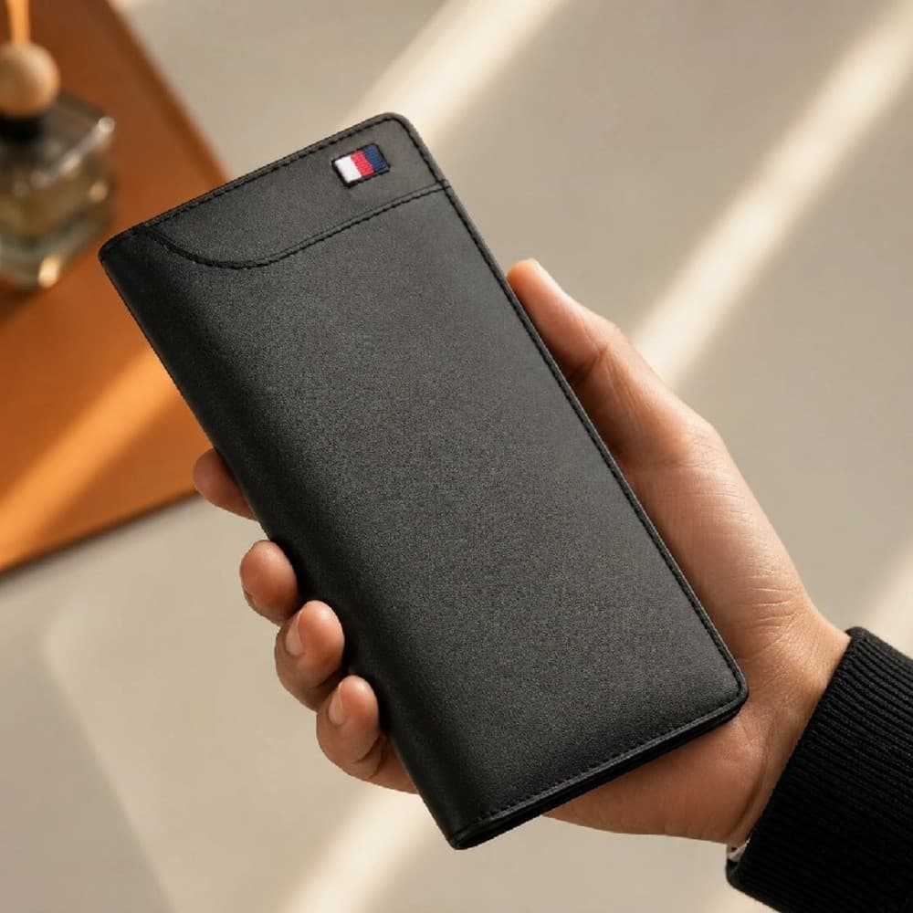 Zays Ultra-Thin Genuine Leather Long Wallet Slim, Durable with Multiple Pockets
