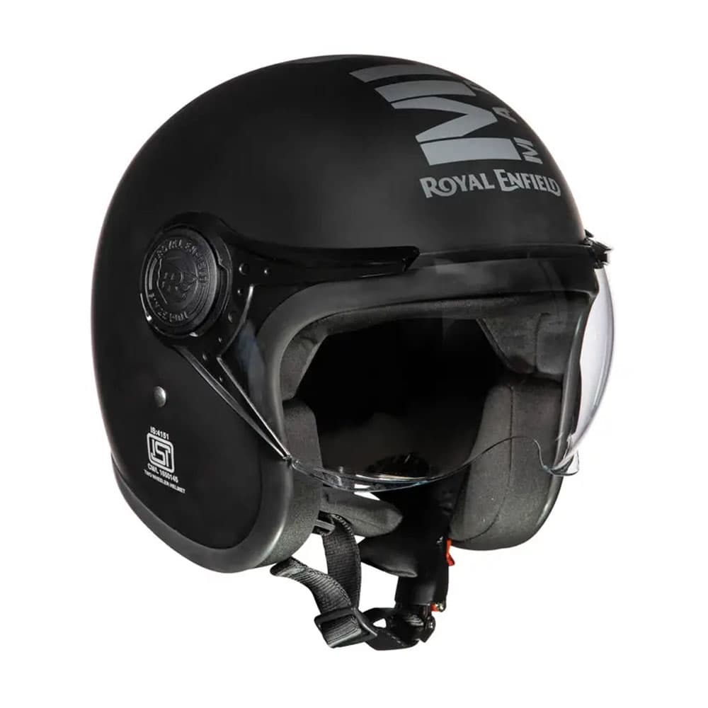 ROYAL ENFIELD JET OPEN FACE MLG HELMET WITH CLEAR VISOR - MATT BLACK