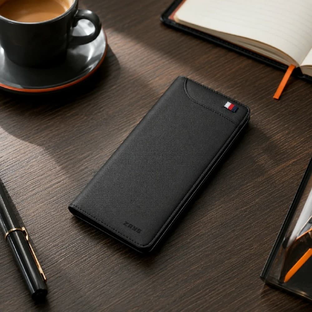 Zays Ultra-Thin Genuine Leather Long Wallet Slim, Durable with Multiple Pockets