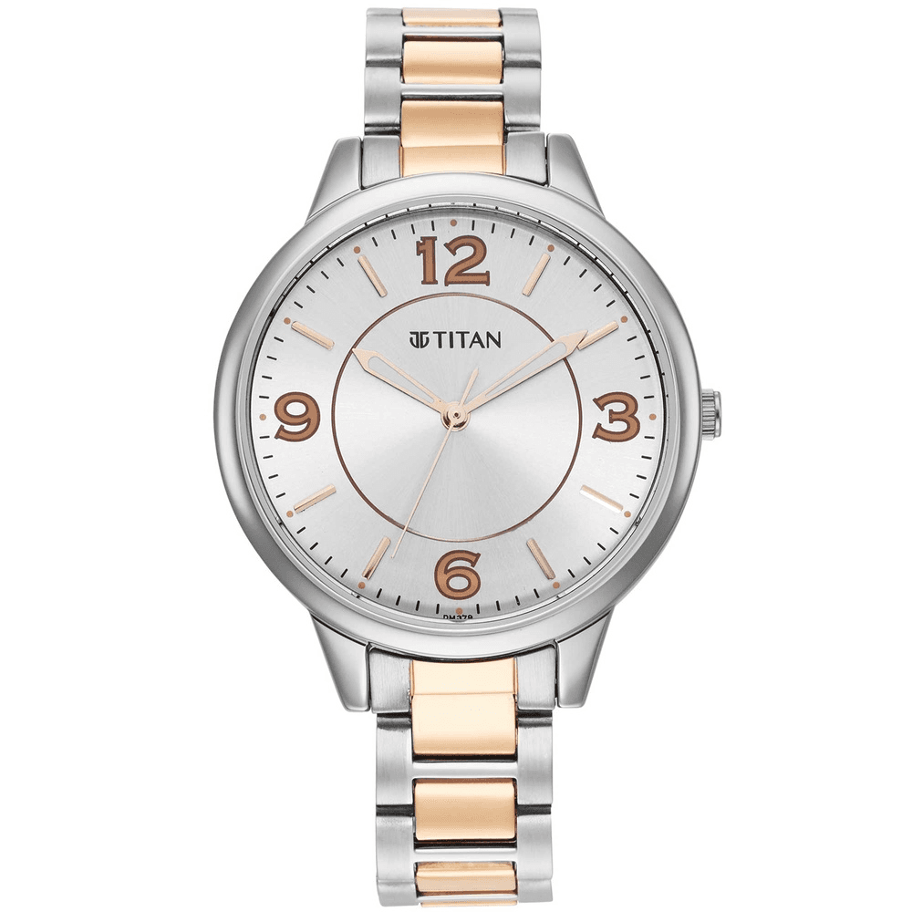 Titan Trendsetters Silver White Dial Analog Stainless Steel Strap Watch for Women