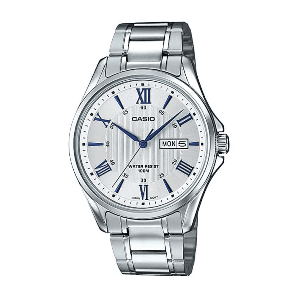 WW1242 Casio Enticer Day Date Stainless Steel Chain Watch MTP-1384D-7A2VDF