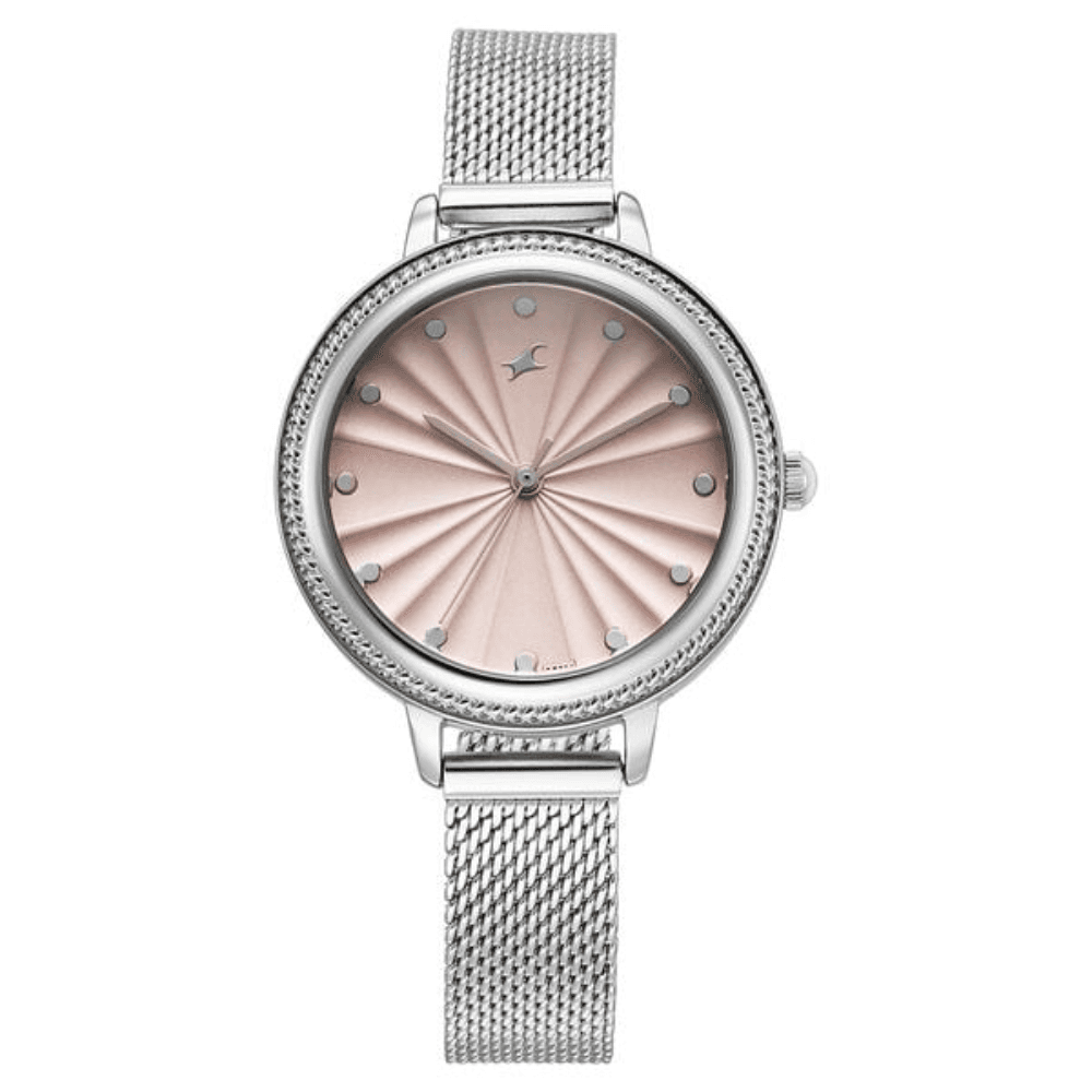 Fastrack 68048SM01 Stunners X Pink Dial Stainless Steel Watch For Girls
