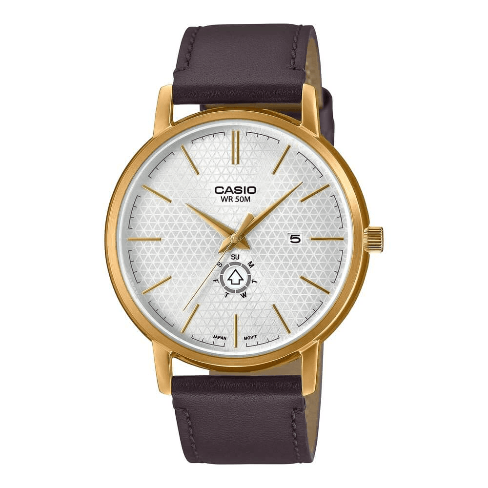 WW2674 Casio Standard Day Date Leather Belt Watch MTP-B125GL-7AVDF