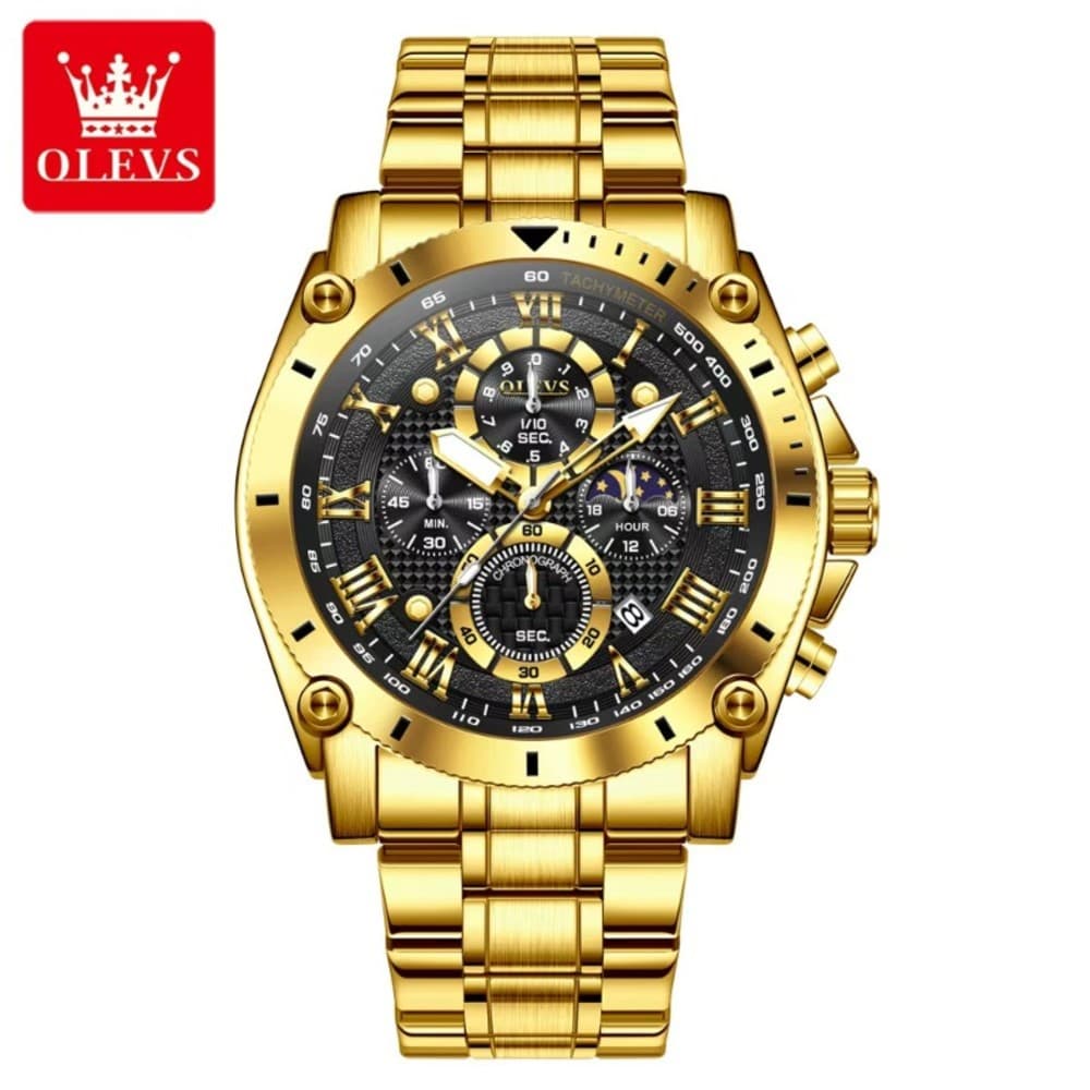 Olevs 3689 Luxury Men’s Watch Chronograph active Wristwatch Stainless Steel Strap waterproof