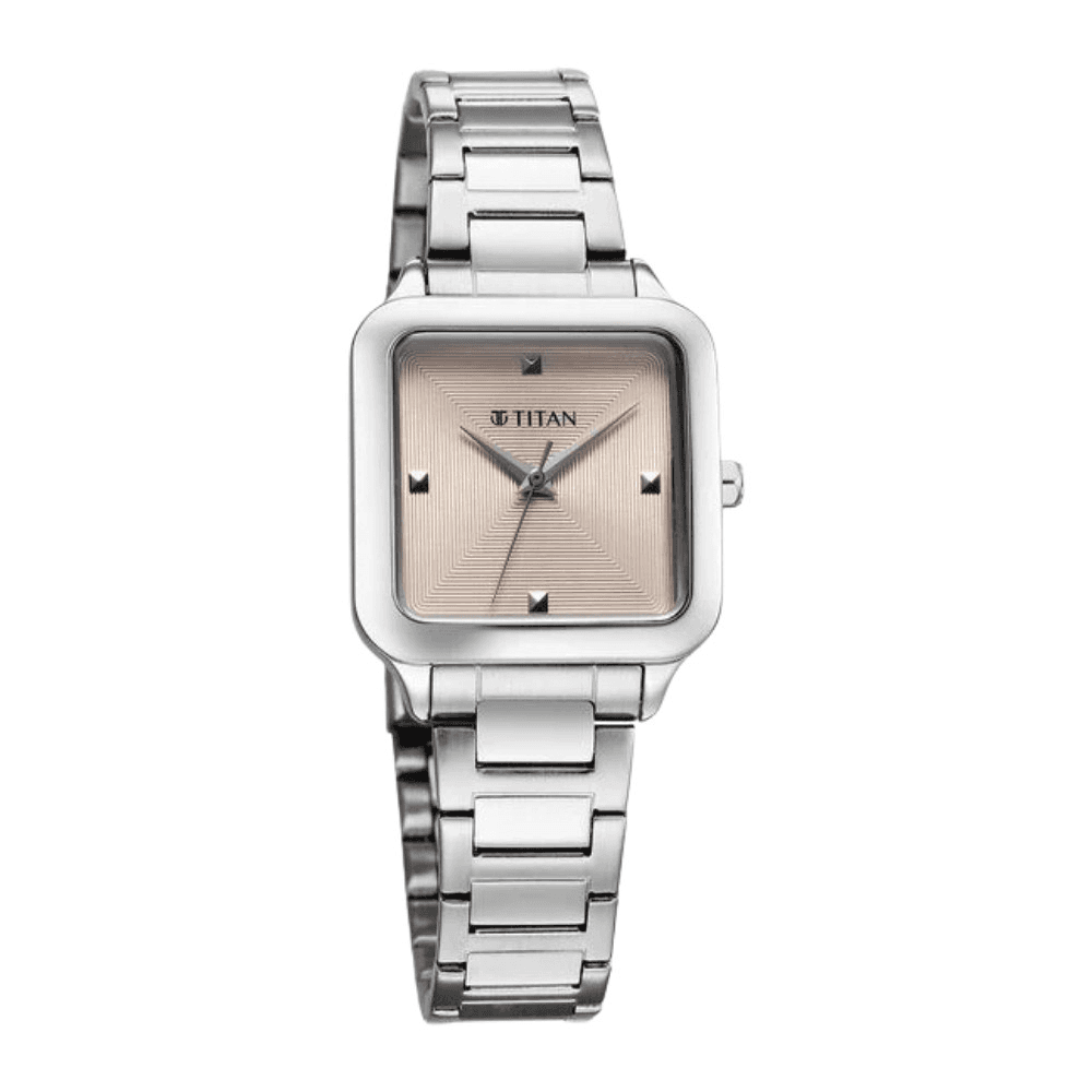 Titan Horizon Quartz Analog Pink Dial Stainless Steel Strap Watch For Women (95297SM01)
