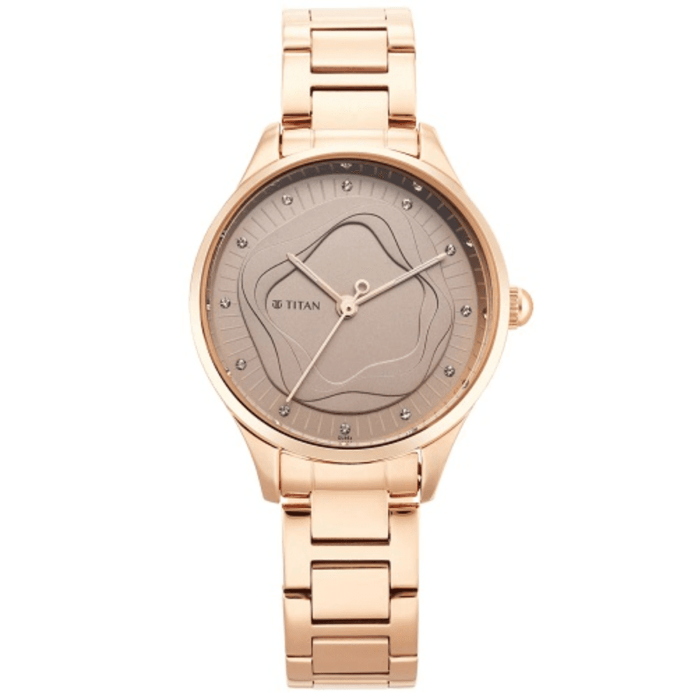 Titan Women's Watch Rose Gold Dial Rose Gold Stainless Steel Strap Watch