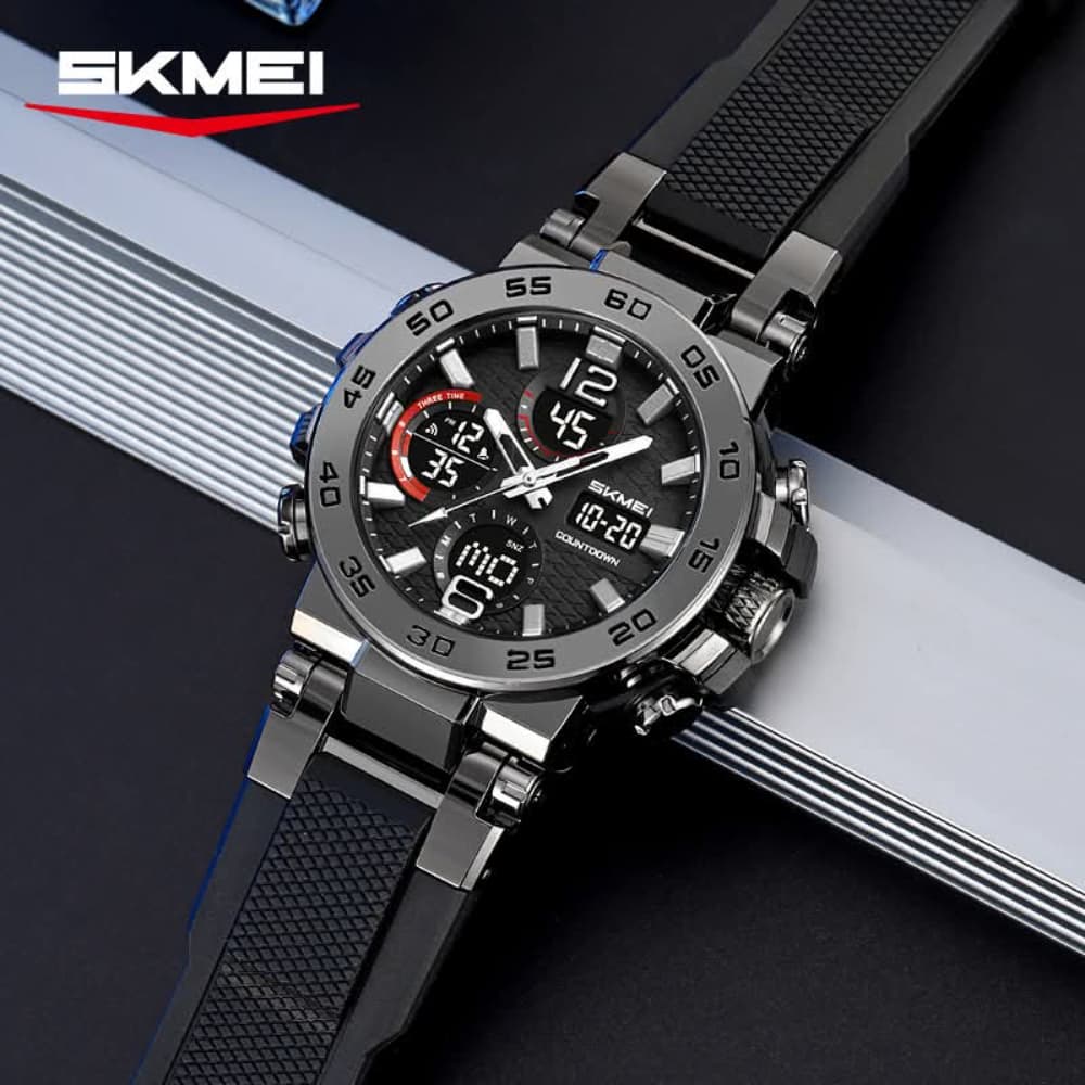 SKMEI 2499 Dual Display Analog Digital LED Electronic Quartz Waterproof Big Wristwatch