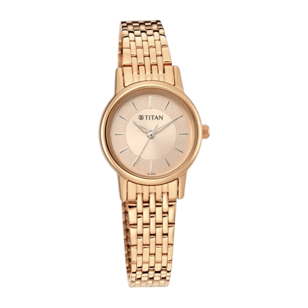 Titan Quartz Analog Rose Gold Dial Metal Strap Watch for Women (2593WM02)