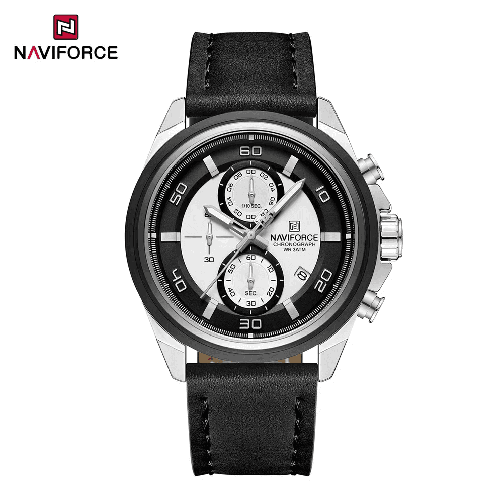 NAVIFORCE 8075 Casual Fashion Watches for Man Luminous Date Display Genuine Leather Band Male