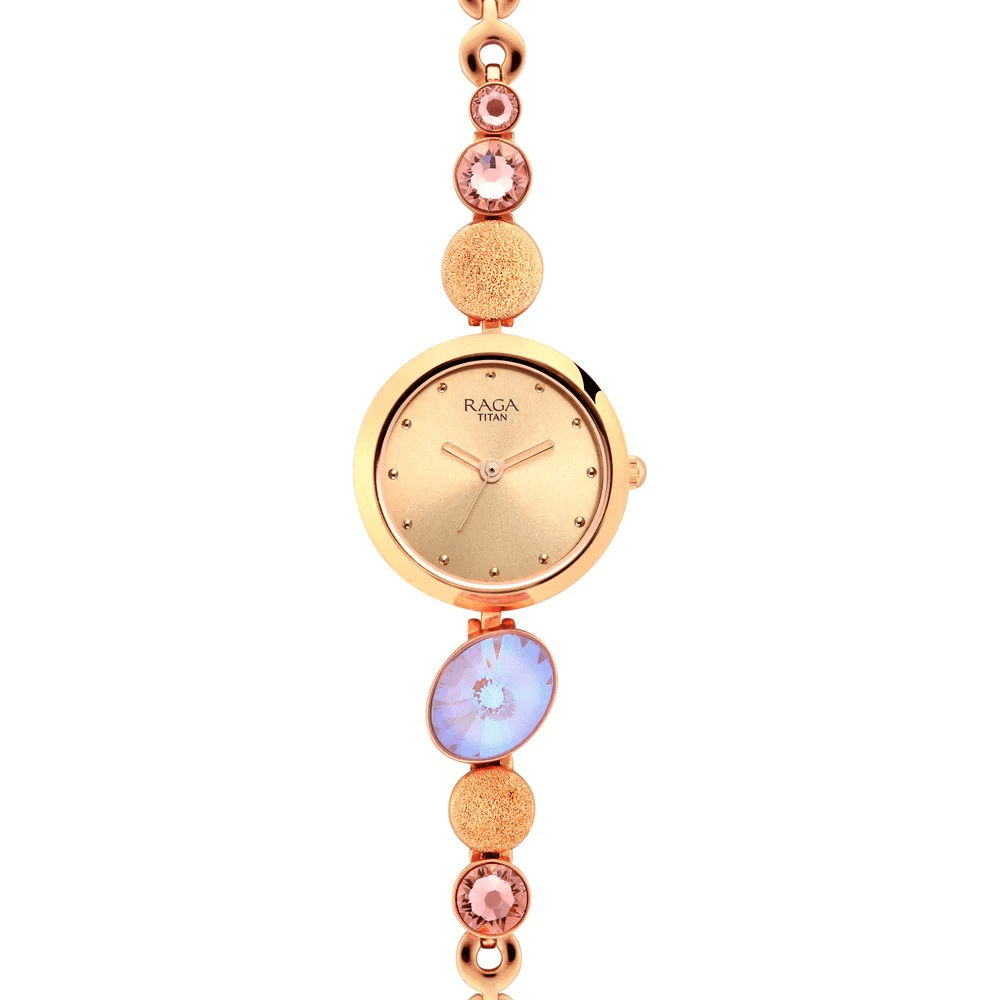 Titan Raga Women's Charm: Elegant Mother of Pearl Dial with Ornate Strap Watch- 2606WM08