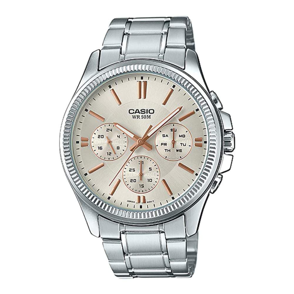 WW0356 Casio Enticer Multifunction Silver Chain Watch MTP-1375D-7A2VDF