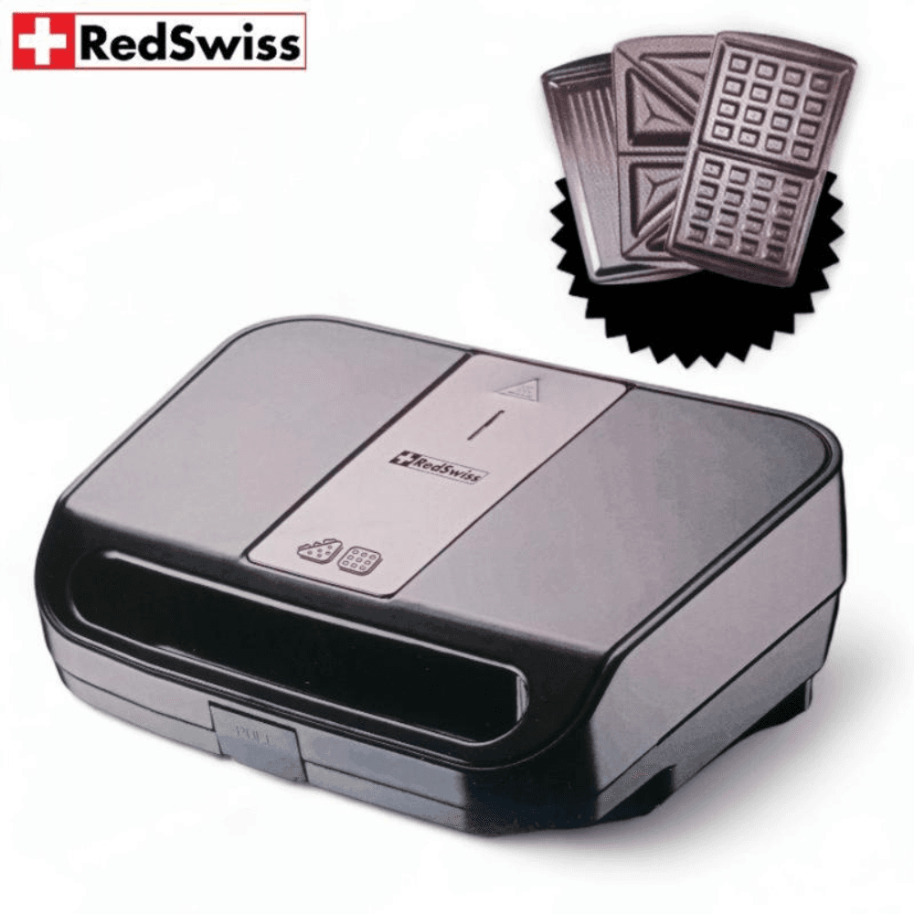 RedSwiss Premium European Quality 3 In 1 Sandwich Maker 1000W / 3 Big Slice Detachable Plates
