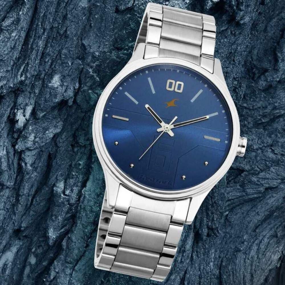 Fastrack Bare Basics Quartz Analog Grey Dial Stainless Steel Strap Watch for Guys