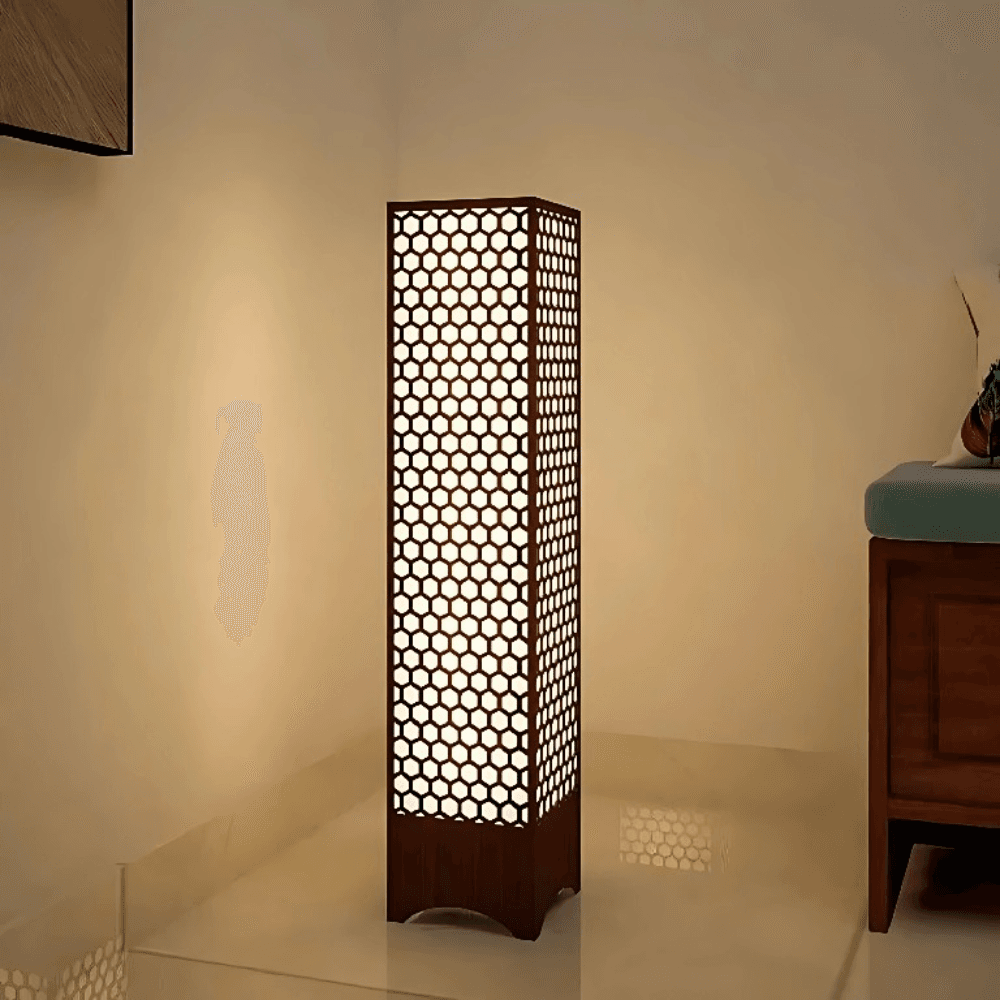 Handcrafted Wooden Floor Lamp by Ednfy | Tall Modern Lamp with Warm White Light | Pine Wood Floor Light for Living Room, Bedroom & Home Office Decor (LL-102)
