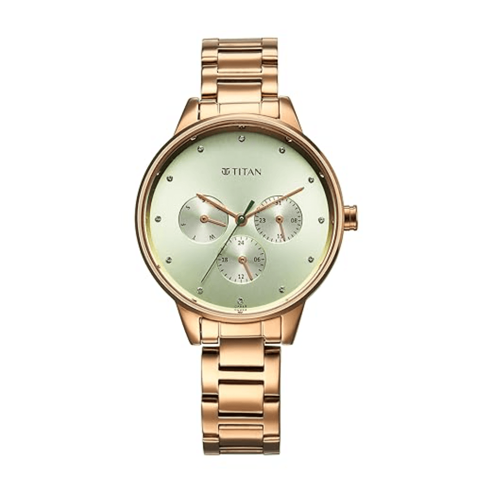 Titan Women Razzle Dazzle Green Dial Stainless Steel Analog Watch - 2648WM09