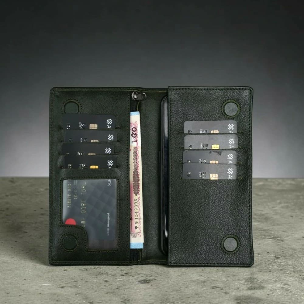 Zays Handcrafted Premium Eco-Friendly Leather Long Wallet for Mobile and Many things