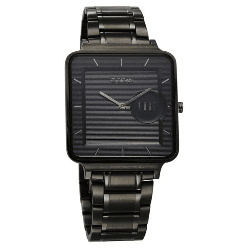 Titan Edge Quad Slim Stainless Steel Rose Gold Dial Analog Watch for Men (10017QM01)