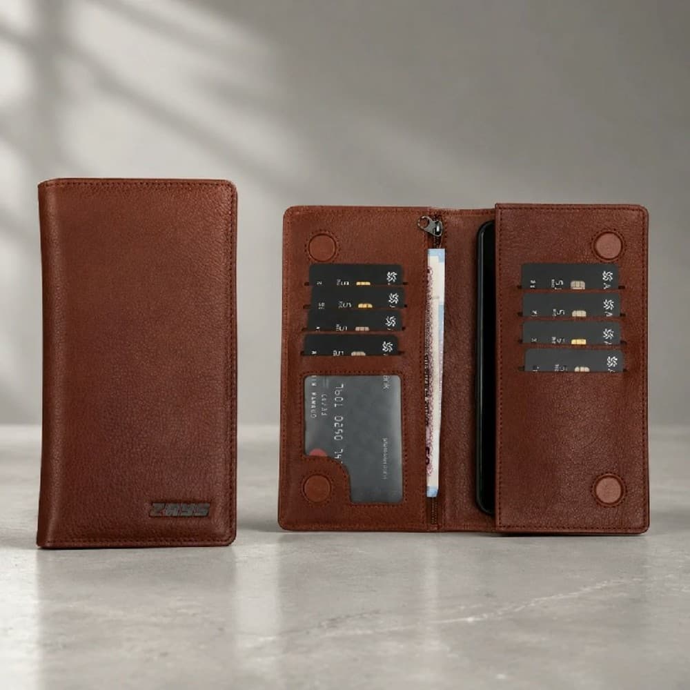 Zays Handcrafted Premium Eco-Friendly Leather Long Wallet for Mobile and Many things