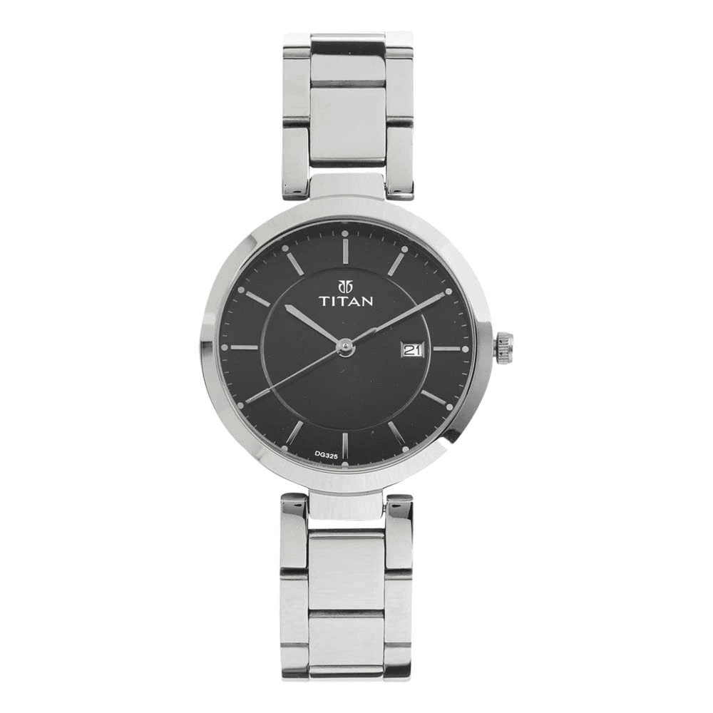 Titan Workwear Black Dial Analog with Day and Date Stainless Steel