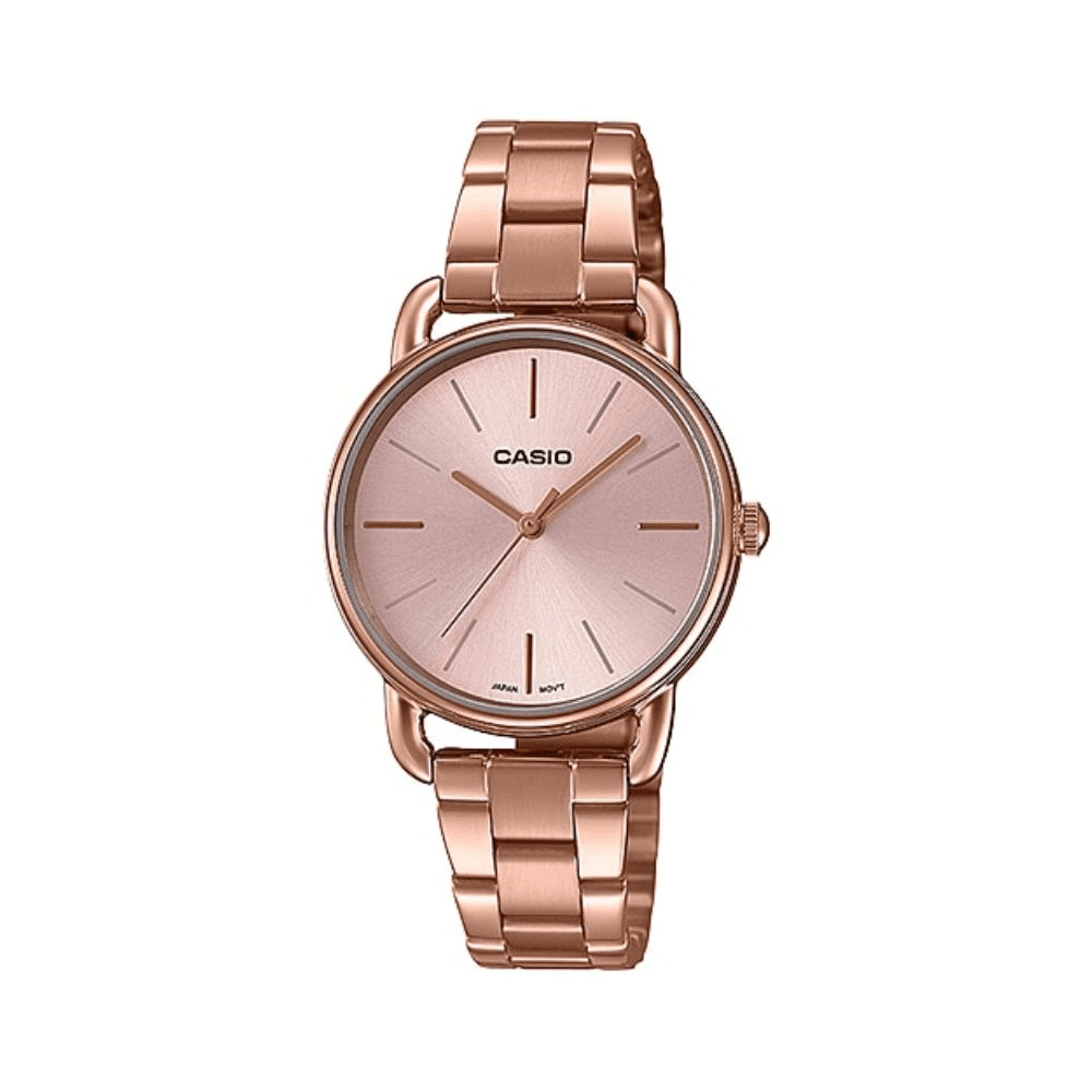 WW1453 Casio Enticer Pink Gold Ladies Stainless Steel Chain Watch LTP-E412PG-4ADF