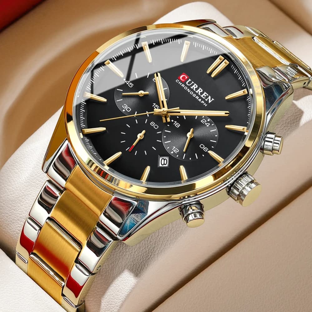 CURREN 8446 Man WristWatch Waterproof Chronograph Auto Date Fashionable Casual Luxury Stainless Steel Watch For Men