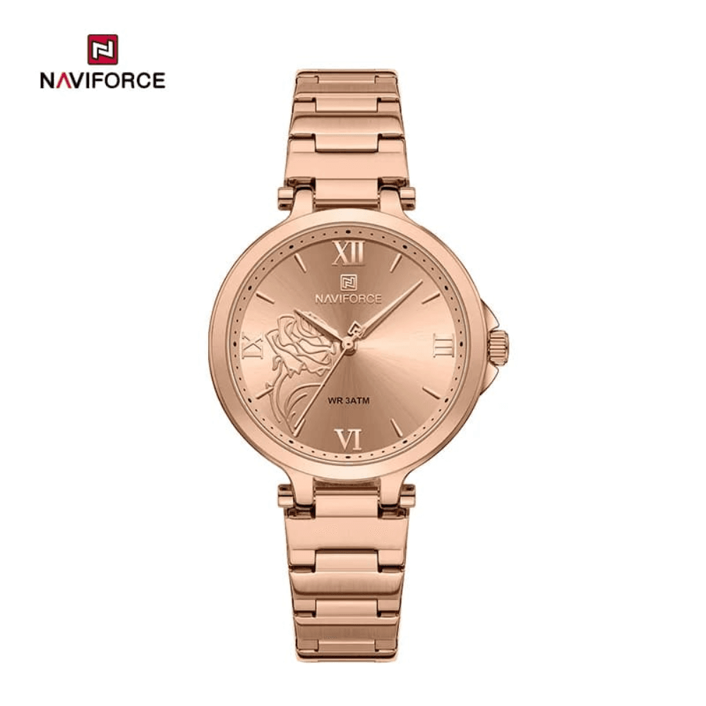NAVIFORCE 5060 Rose Gold Quartz Stainless Steel Womens Analog Watch
